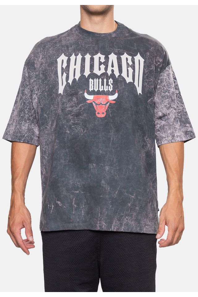 Camiseta-NBA-Masculina-Gothic-Team-Chicago-Bulls-Preta