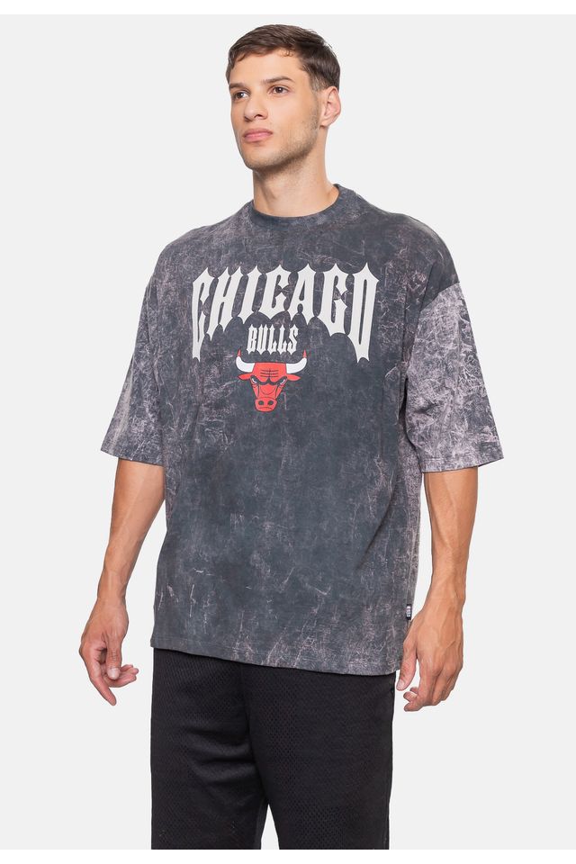 Camiseta-NBA-Masculina-Gothic-Team-Chicago-Bulls-Preta