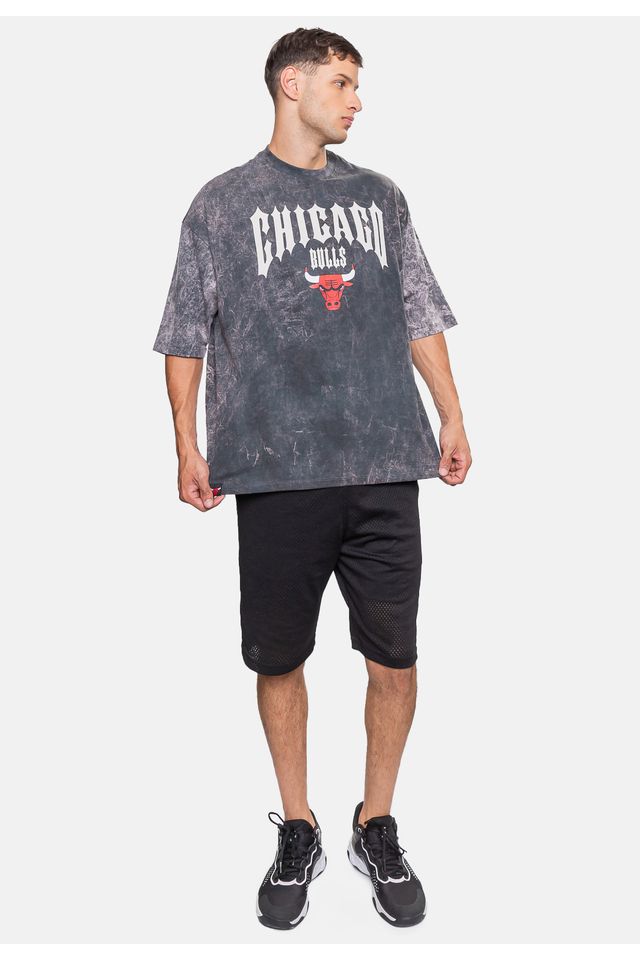 Camiseta-NBA-Masculina-Gothic-Team-Chicago-Bulls-Preta