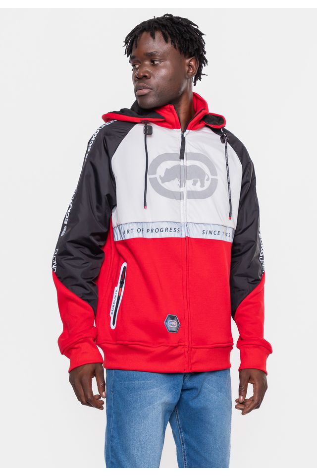 Moletom Ecko Masculino Moletom Ecko Canguru Aberto Vermelho Ecko