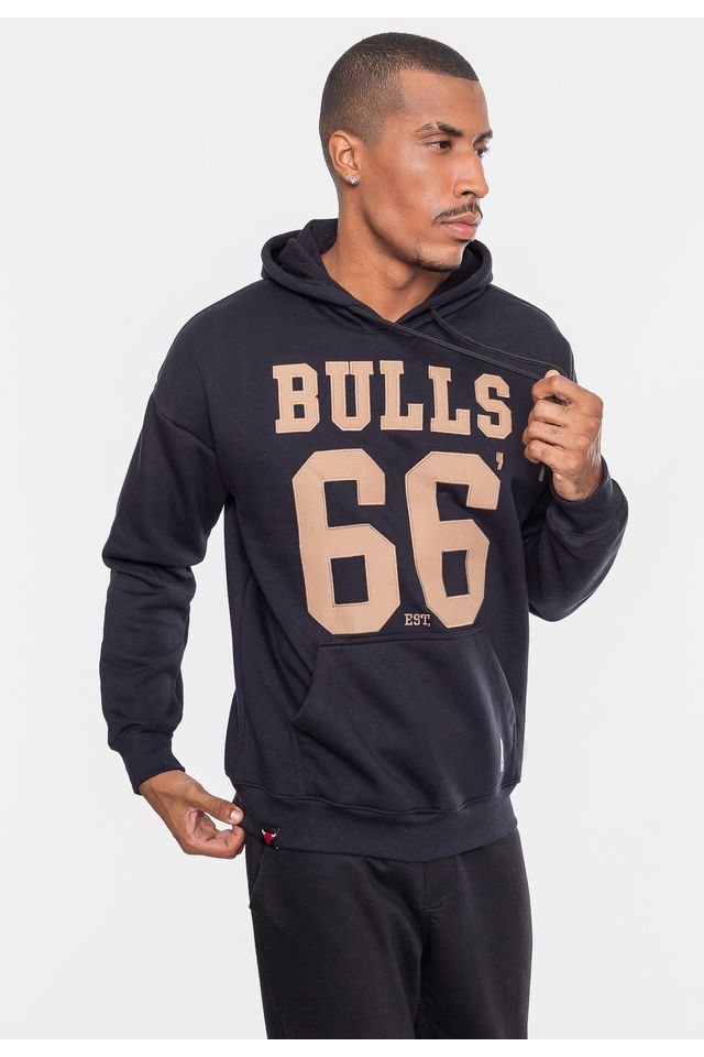 Moletom NBA Masculino Number Twil Chicago Bulls Preto Urbane