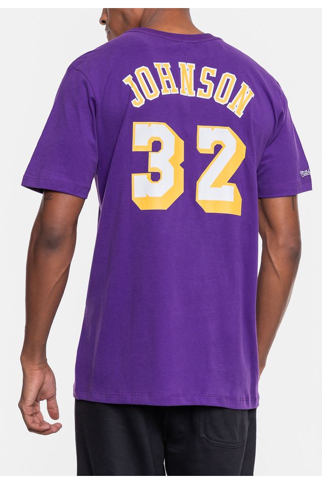 Camiseta-Mitchell---Ness-NBA-Masculina-Los-Angeles-Lakers-Magic-Johnson-Roxa-Lakers