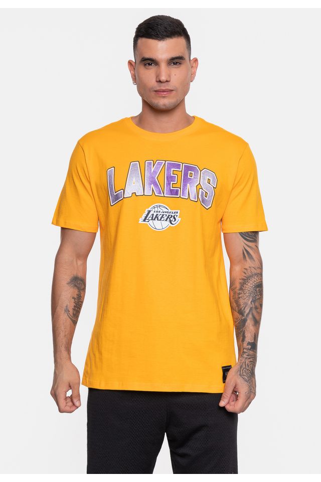 Camiseta-NBA-Masculina-Mettalic-Los-Angeles-Lakers-Amarela