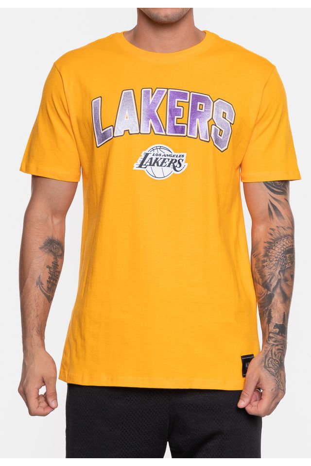 Camiseta-NBA-Masculina-Mettalic-Los-Angeles-Lakers-Amarela