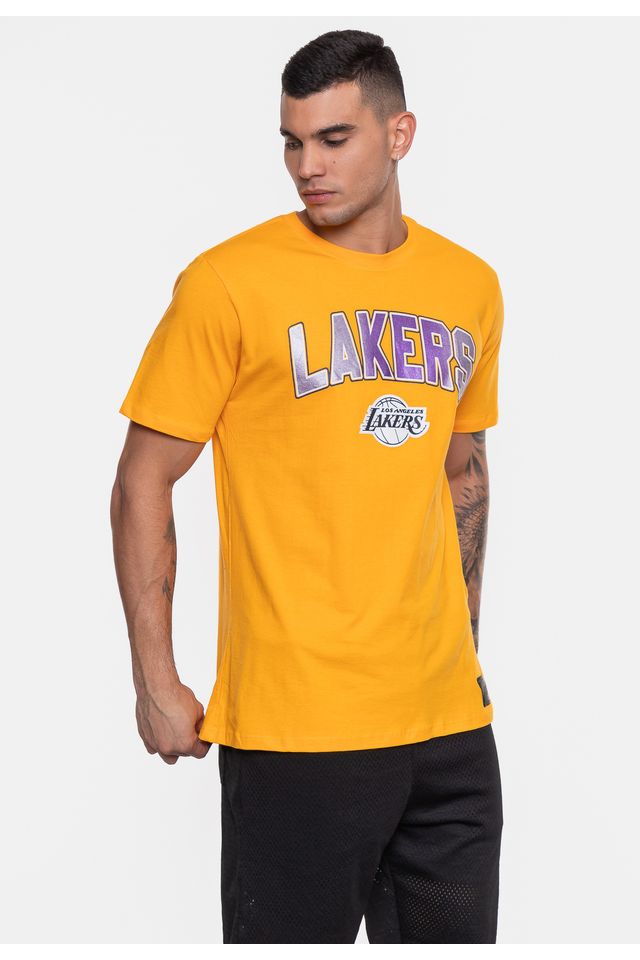 Camiseta-NBA-Masculina-Mettalic-Los-Angeles-Lakers-Amarela