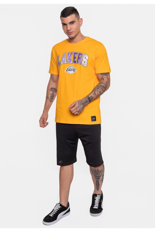 Camiseta-NBA-Masculina-Mettalic-Los-Angeles-Lakers-Amarela