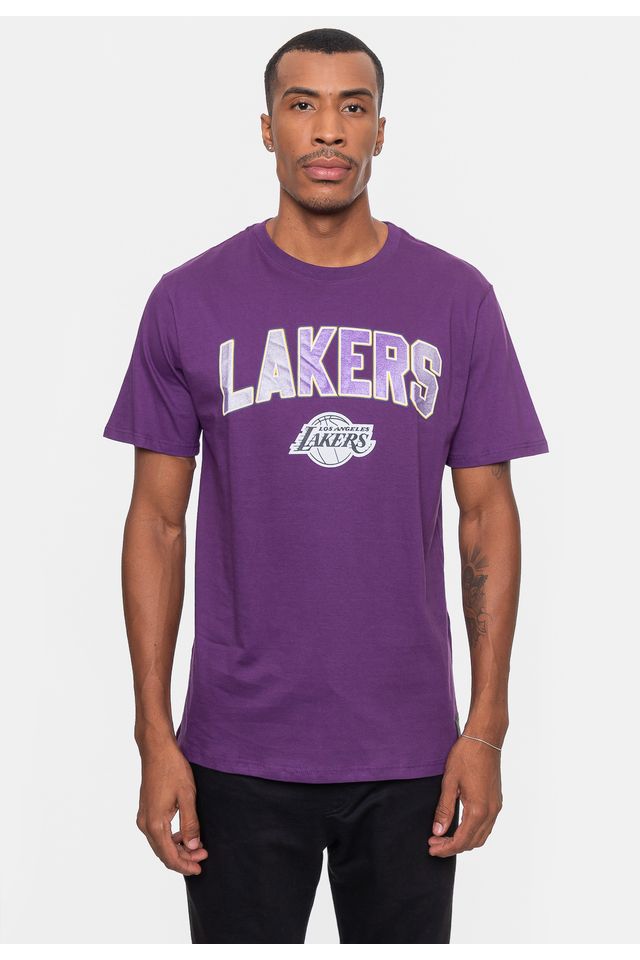 Camiseta-NBA-Masculina-Metallic-Los-Angeles-Lakers-Roxa-Escuro