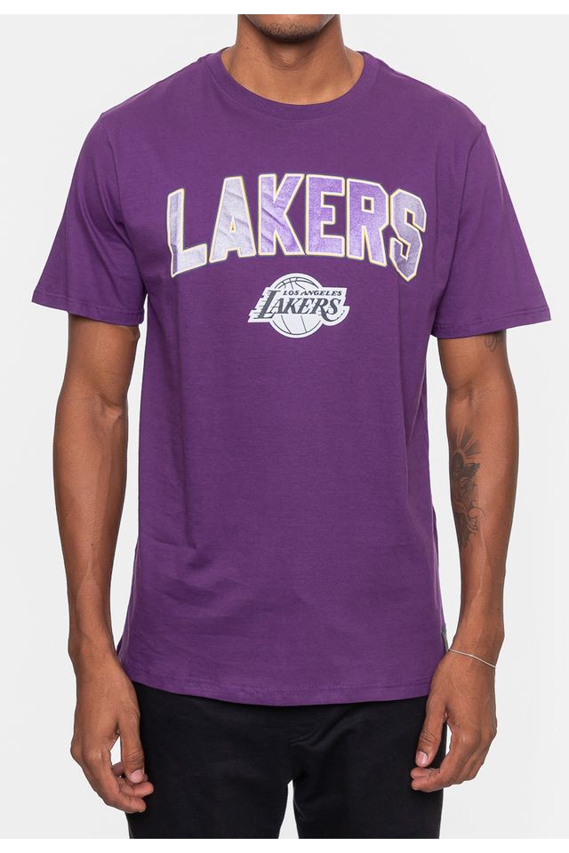 Camiseta-NBA-Masculina-Metallic-Los-Angeles-Lakers-Roxa-Escuro