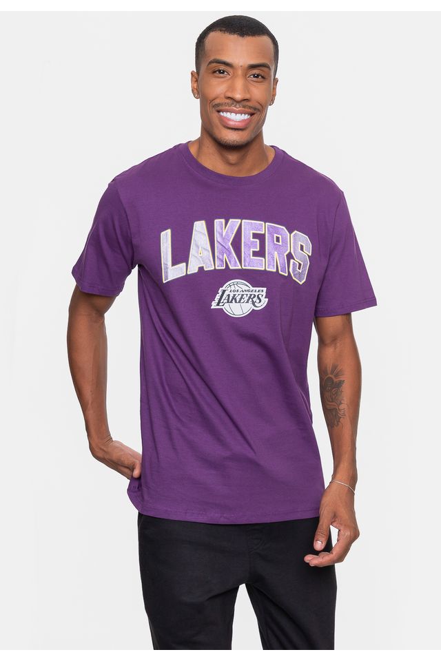 Camiseta-NBA-Masculina-Metallic-Los-Angeles-Lakers-Roxa-Escuro