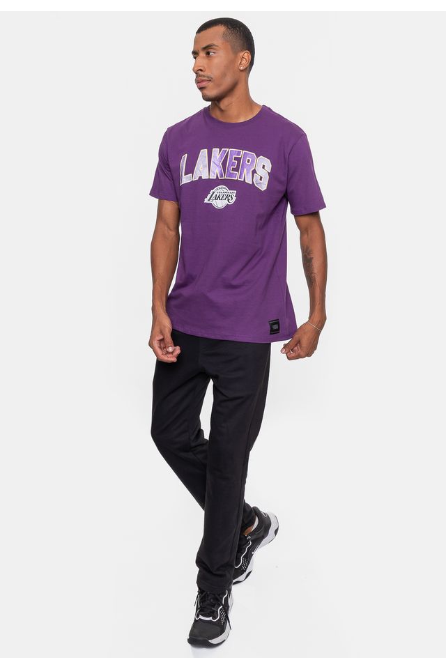 Camiseta-NBA-Masculina-Metallic-Los-Angeles-Lakers-Roxa-Escuro