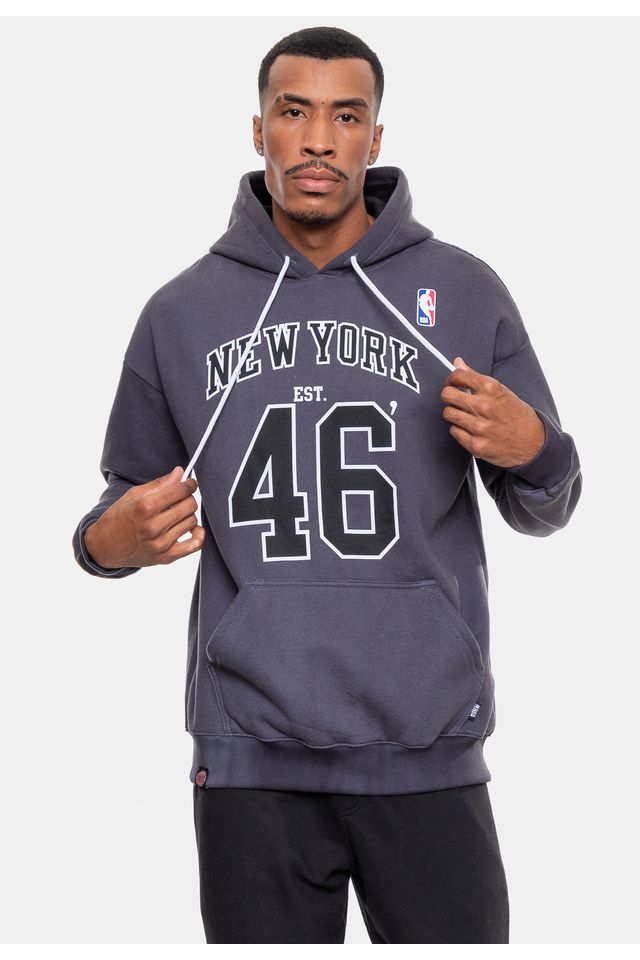 Moletom-NBA-Masculino-Marblend-New-York-Knicks-Preto