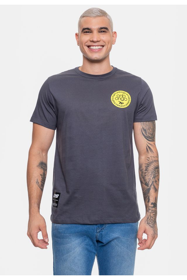 Camiseta-Onbongo-Masculina-Azul-Grafite Camiseta-Onbongo-Masculina-Azul-Grafite
