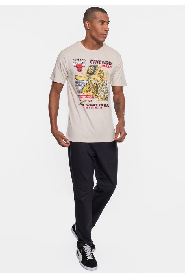 Camiseta-Mitchell---Ness-NBA-Masculina-Rings-Chicago-Bulls-Bege-Dente-de-Leao