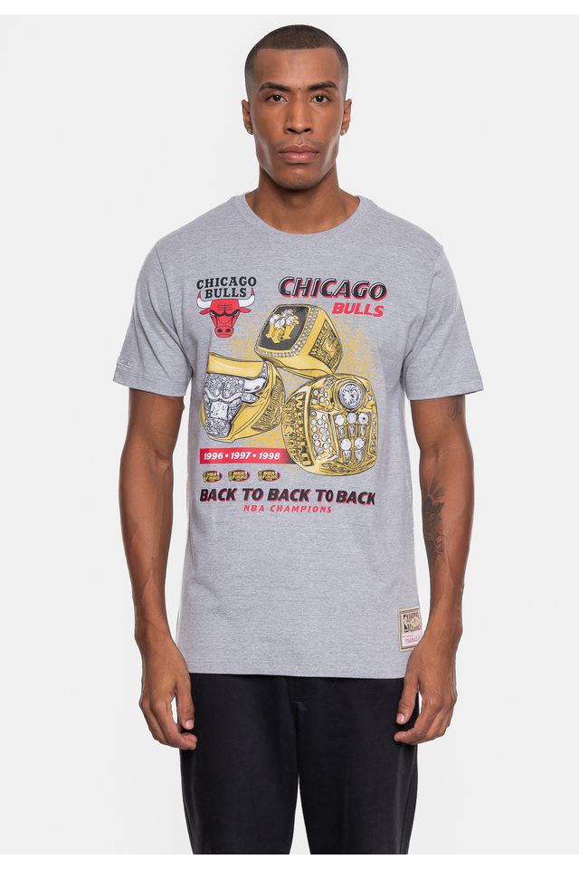 Camiseta-Mitchell---Ness-NBA-Masculina-Rings-Chicago-Bulls-Cinza-Mescla Camiseta-Mitchell---Ness-NBA-Masculina-Rings-Chicago-Bulls-Cinza-Mescla
