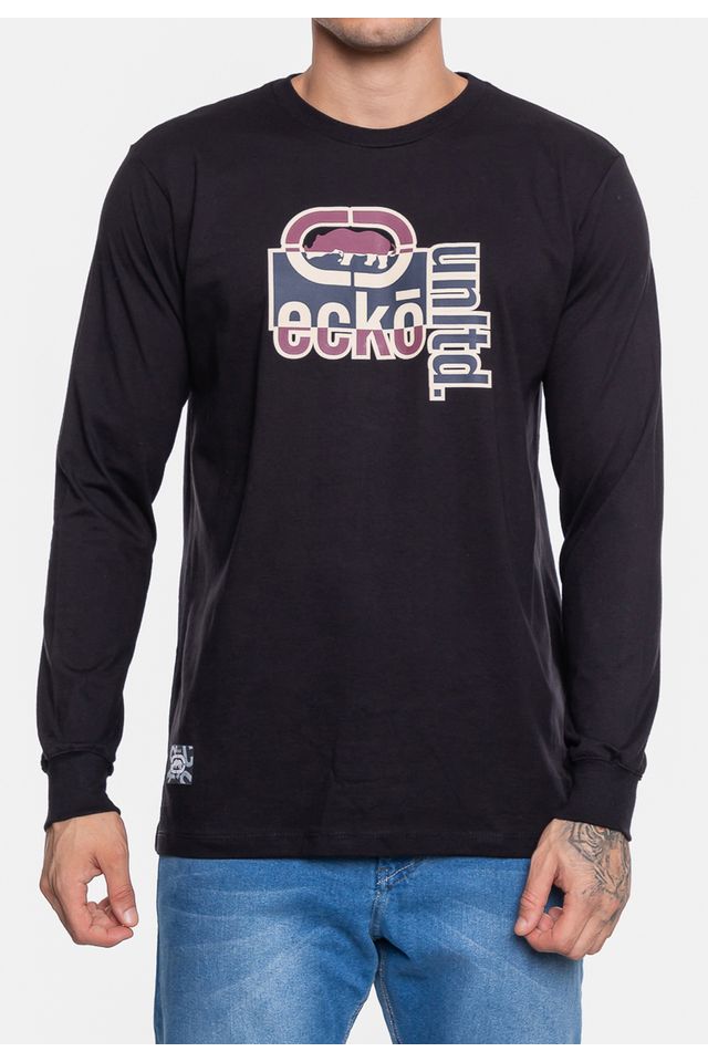 Camiseta-Ecko-Masculina-Manga-Longa-Fashion-Basic-Corre-Preta