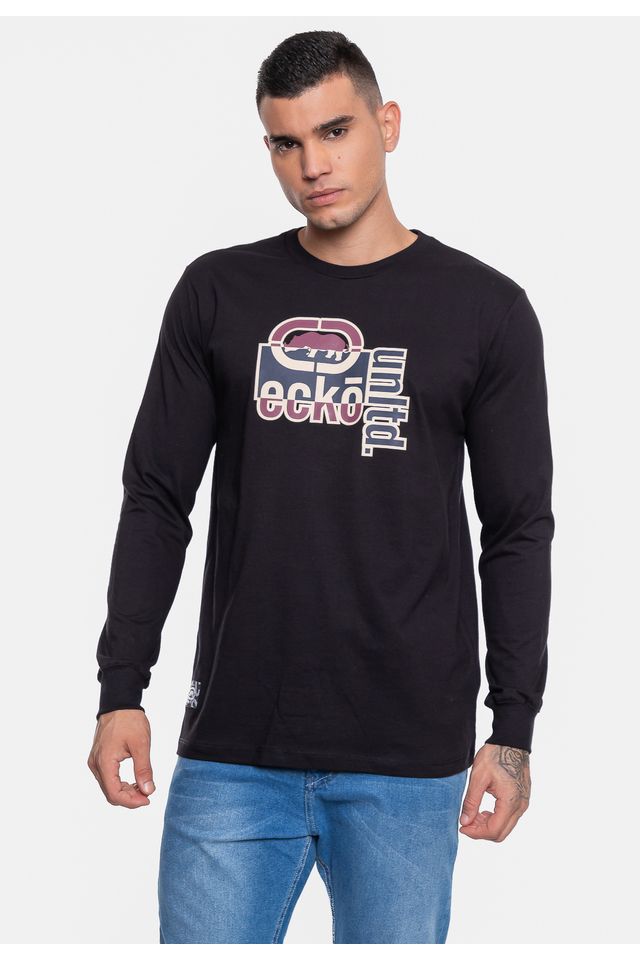 Camiseta-Ecko-Masculina-Manga-Longa-Fashion-Basic-Corre-Preta