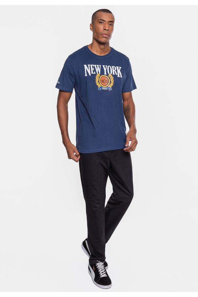Camiseta-Mitchell---Ness-Masculina-Collegiate-New-York-Knicks-Azul