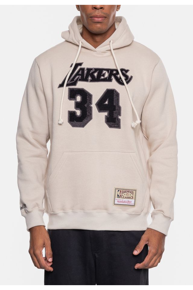 Moletom-Mitchell---Ness-NBA-Shaquille-O-Neall-Los-Angeles-Lakers-Cinza-Dente-de-Leao