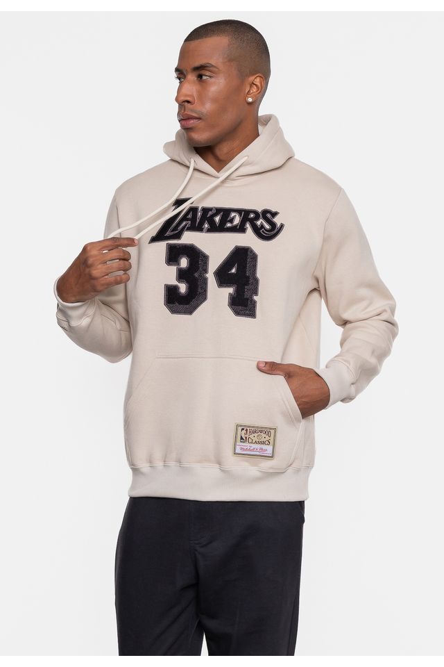 Moletom-Mitchell---Ness-NBA-Shaquille-O-Neall-Los-Angeles-Lakers-Cinza-Dente-de-Leao