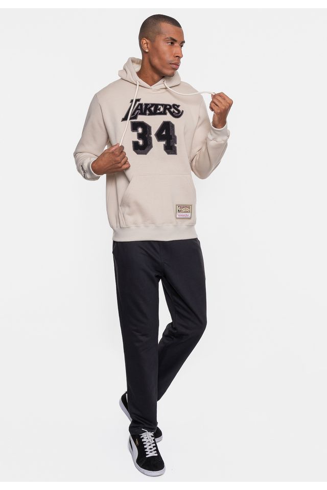 Moletom-Mitchell---Ness-NBA-Shaquille-O-Neall-Los-Angeles-Lakers-Cinza-Dente-de-Leao