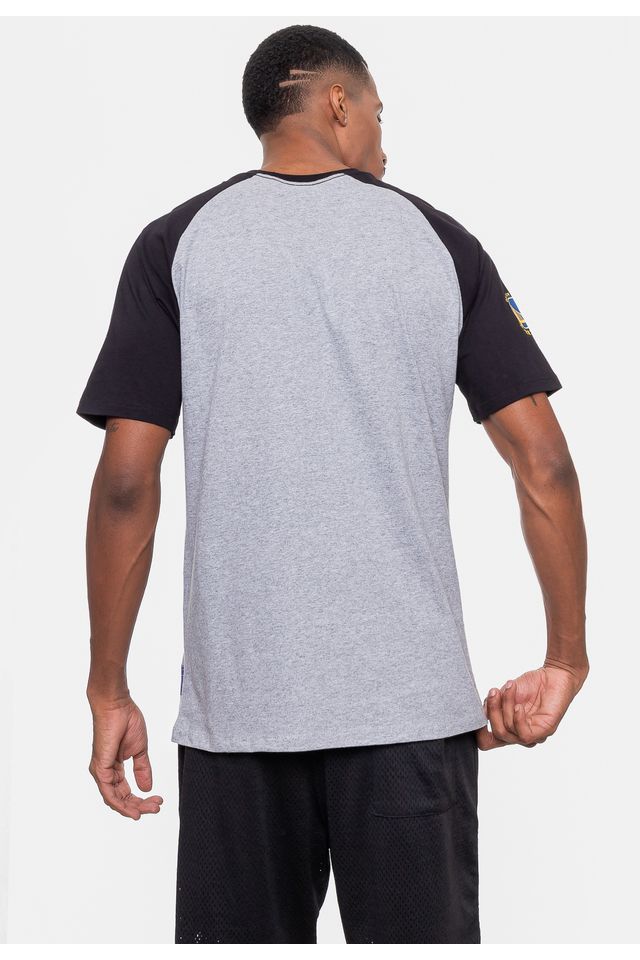 Camiseta-NBA-Masculina-Logo-Flag-Golden-State-Warriors-Cinza-Mescla