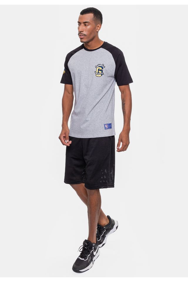 Camiseta-NBA-Masculina-Logo-Flag-Golden-State-Warriors-Cinza-Mescla