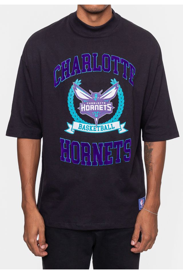Camiseta-NBA-Oversized-Armonial-Charlotte-Hornets-Preta
