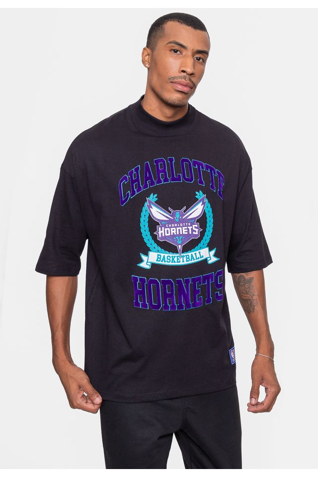 Camiseta-NBA-Oversized-Armonial-Charlotte-Hornets-Preta