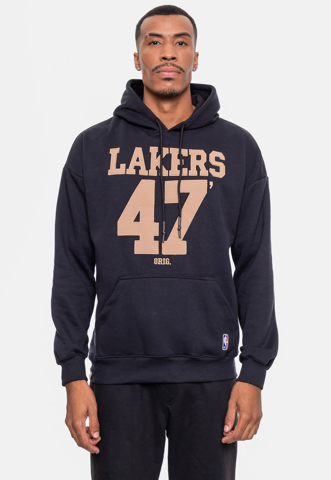 Moletom NBA Masculino Number Twill Los Angeles Lakers Preto Urbane