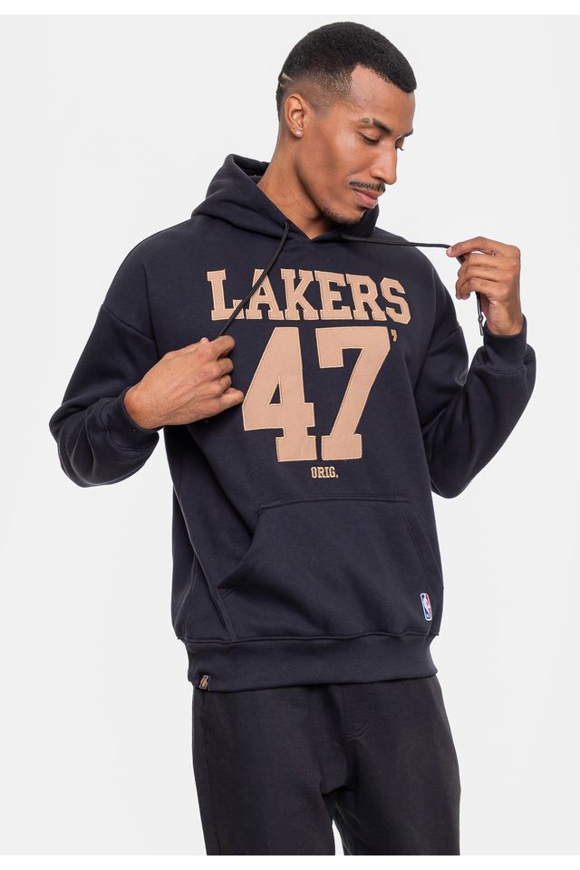Moletom NBA Masculino Number Twill Los Angeles Lakers Preto Urbane