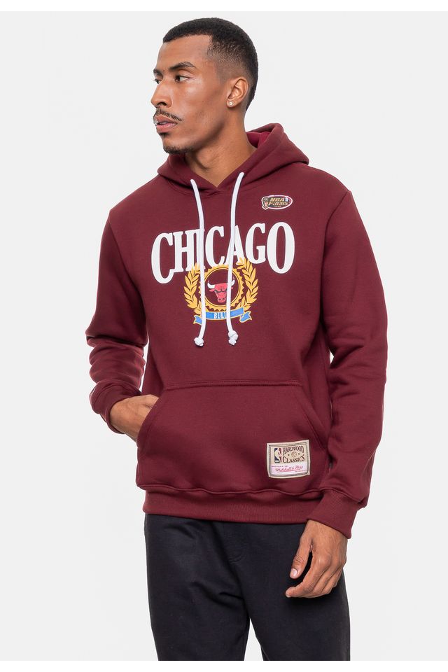 Moletom-Mitchell---Ness-Masculino-Collegiate-Chicago-Bulls-Bordo