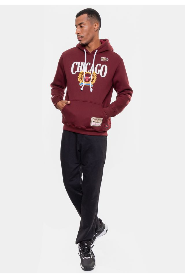 Moletom-Mitchell---Ness-Masculino-Collegiate-Chicago-Bulls-Bordo