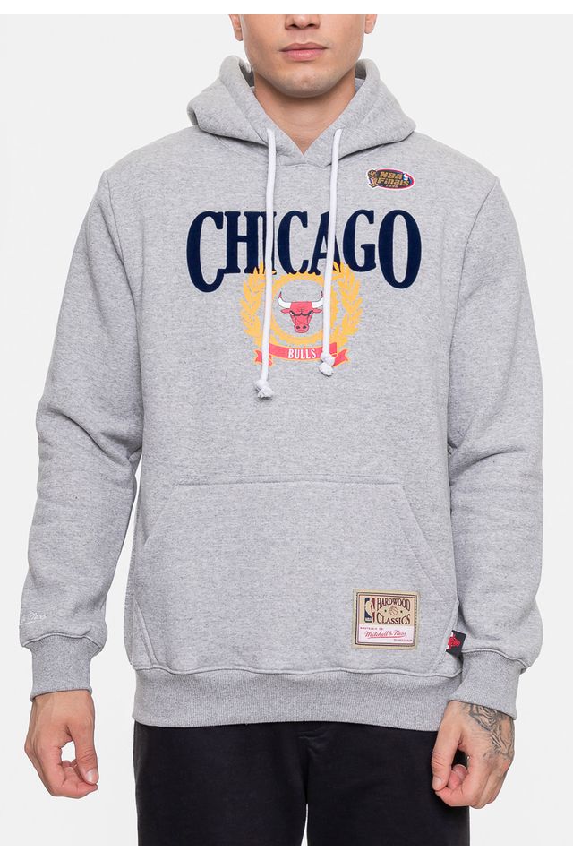 Moletom-Mitchell---Ness-Masculino-Collegiate-Chicago-Bulls-Cinza-Mescla