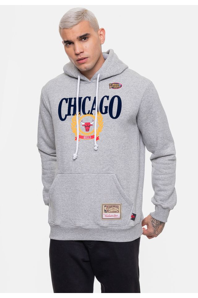 Moletom-Mitchell---Ness-Masculino-Collegiate-Chicago-Bulls-Cinza-Mescla