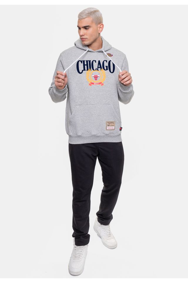 Moletom-Mitchell---Ness-Masculino-Collegiate-Chicago-Bulls-Cinza-Mescla
