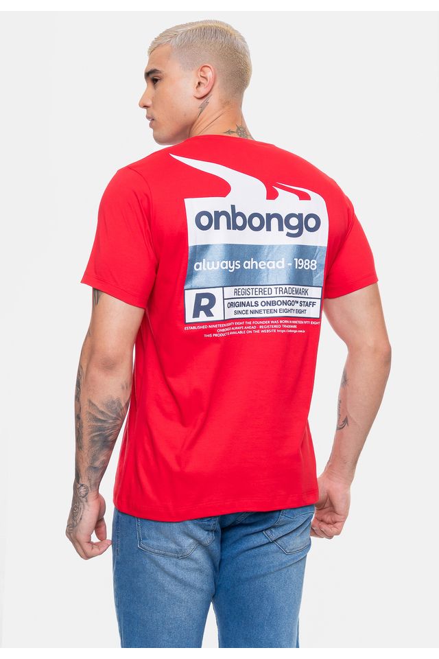 Camiseta-Onbongo-Masculina-Estampada-Vermelha-Dalia