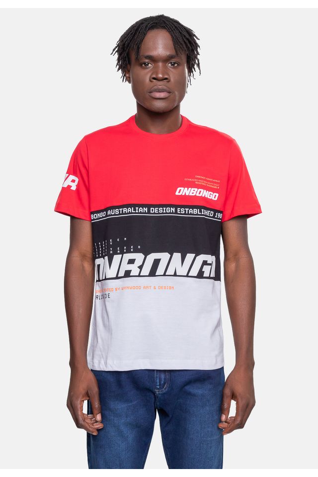 Camiseta-Onbongo-Masculina-Vermelha-Dalia