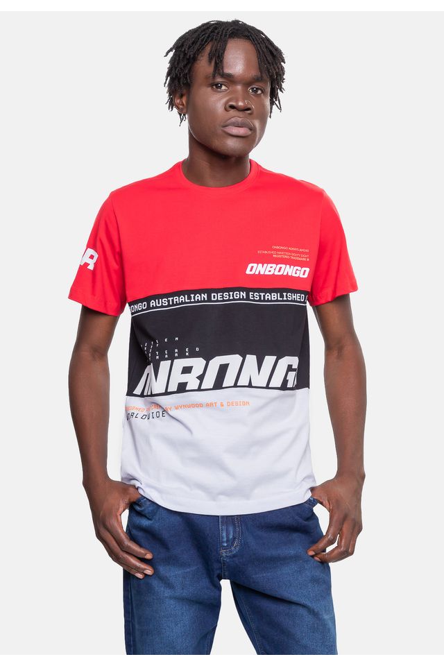 Camiseta-Onbongo-Masculina-Vermelha-Dalia
