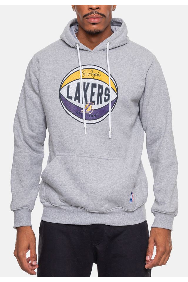 Moletom-NBA-Masculino-Basketball-Los-Angeles-Lakers-Cinza-Mescla