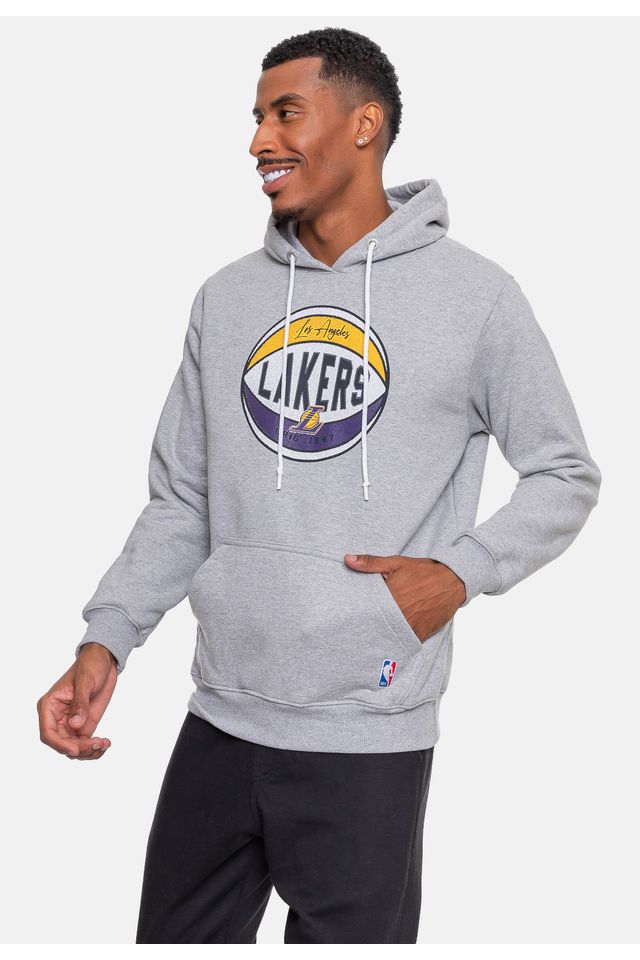 Moletom-NBA-Masculino-Basketball-Los-Angeles-Lakers-Cinza-Mescla