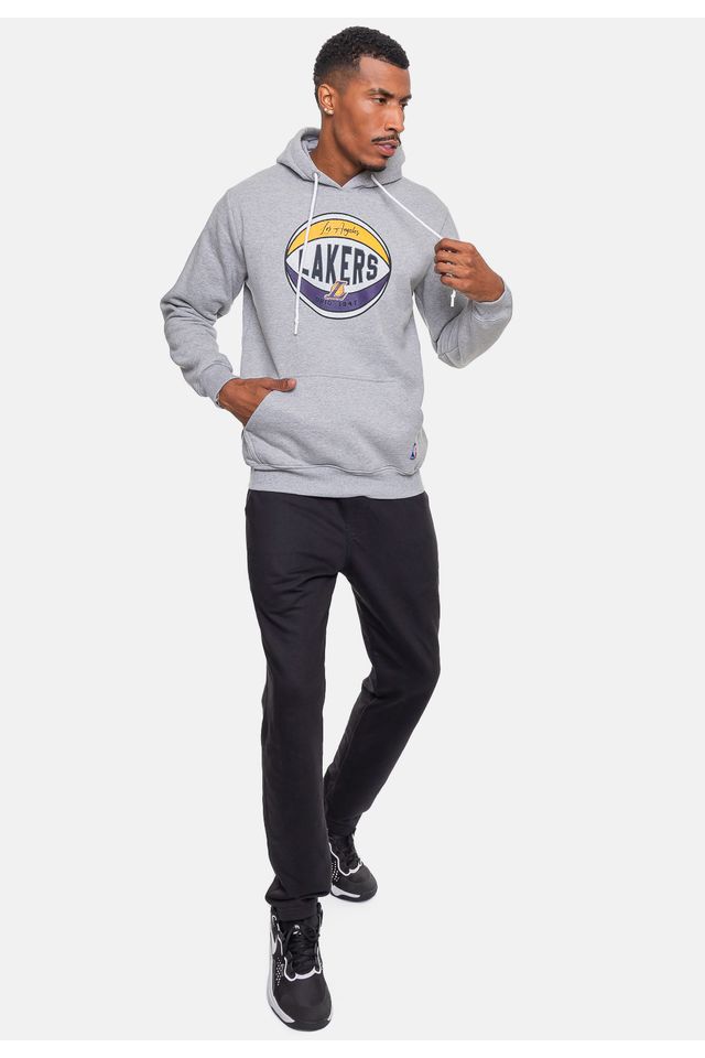 Moletom-NBA-Masculino-Basketball-Los-Angeles-Lakers-Cinza-Mescla