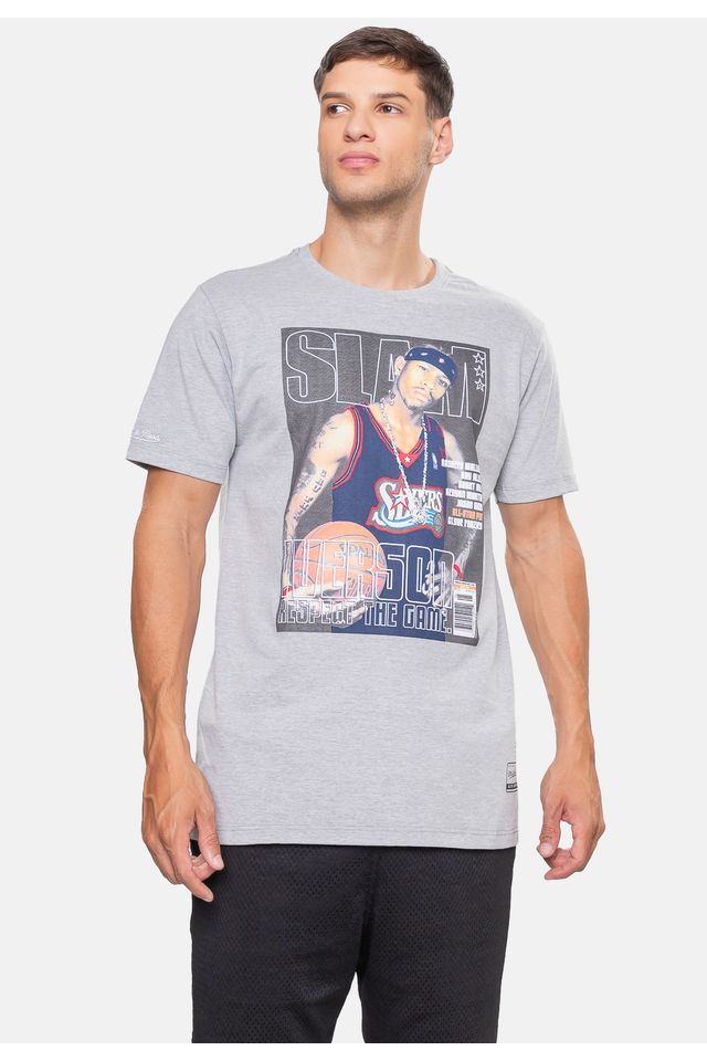 Camiseta-Mitchell---Ness-Slam-Philadelphia-76ers-Allen-Iverson-Cinza-Mescla