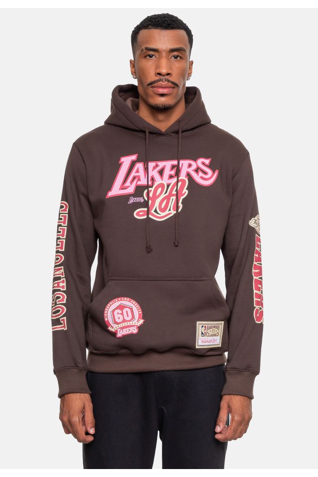 Moletom-Mitchell---Ness-Masculino-Sugar-Los-Angeles-Lakers-Marrom-Tartaruga