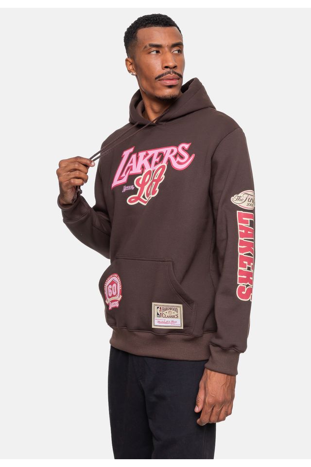 Moletom-Mitchell---Ness-Masculino-Sugar-Los-Angeles-Lakers-Marrom-Tartaruga