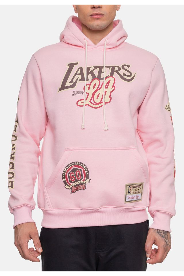 Moletom-Mitchell---Ness-Masculino-Sugar-Los-Angeles-Lakers-Rosa-Ballet