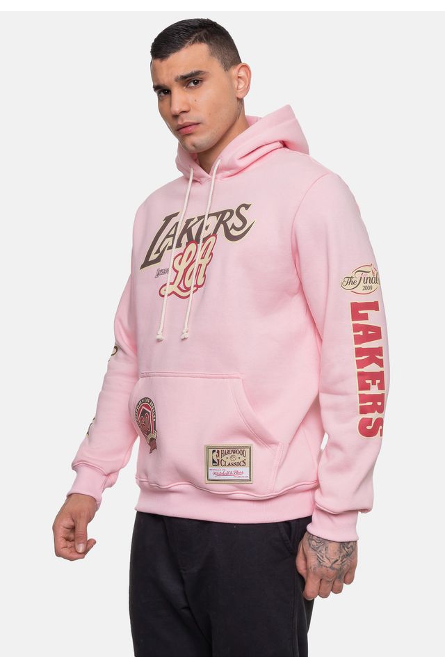 Moletom-Mitchell---Ness-Masculino-Sugar-Los-Angeles-Lakers-Rosa-Ballet