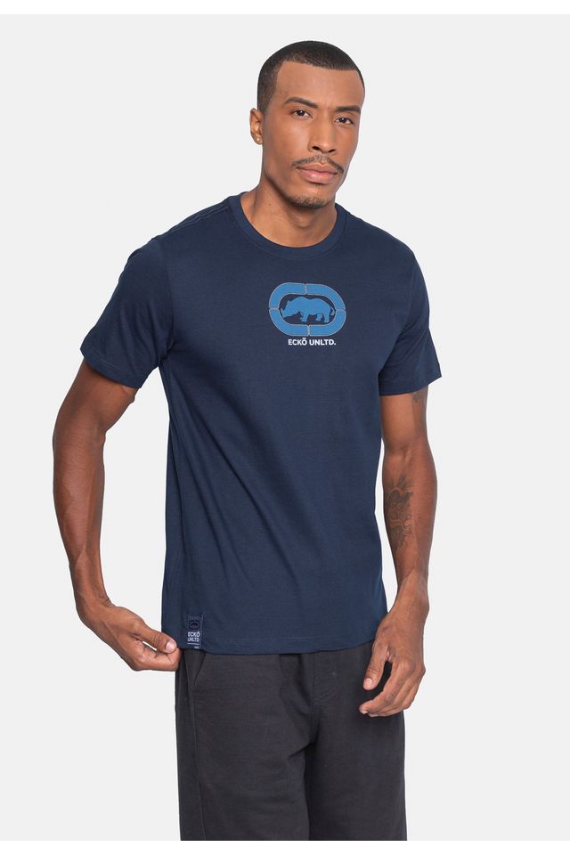 Camiseta-Ecko-Estampada-Azul-Marinho