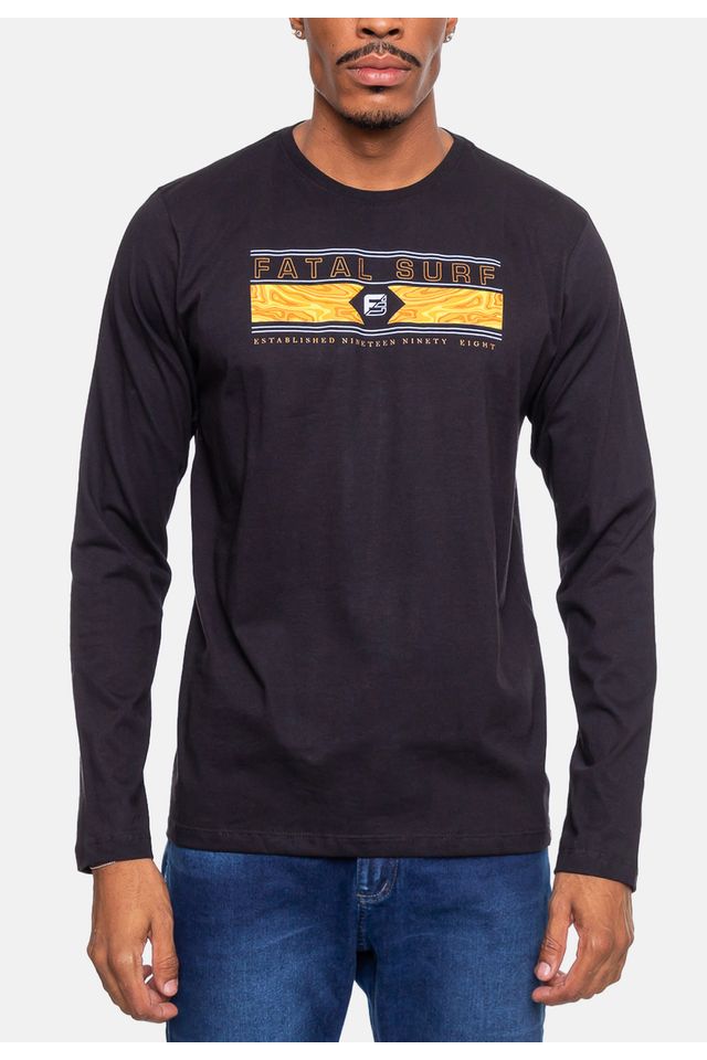 Camiseta-Fatal-Manga-Longa-Liquid-Preta