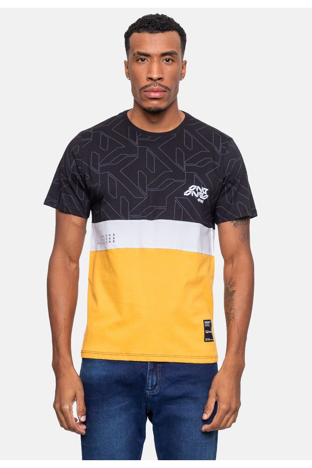 Camiseta-Onbongo-Masculina-Stay-Preta-e-Mostarda