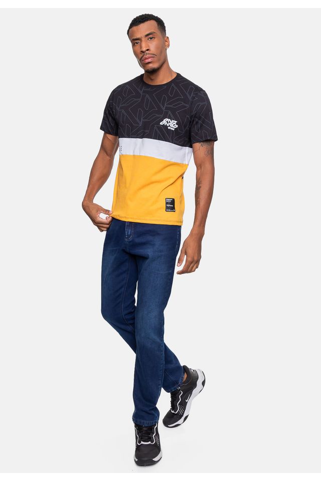 Camiseta-Onbongo-Masculina-Stay-Preta-e-Mostarda